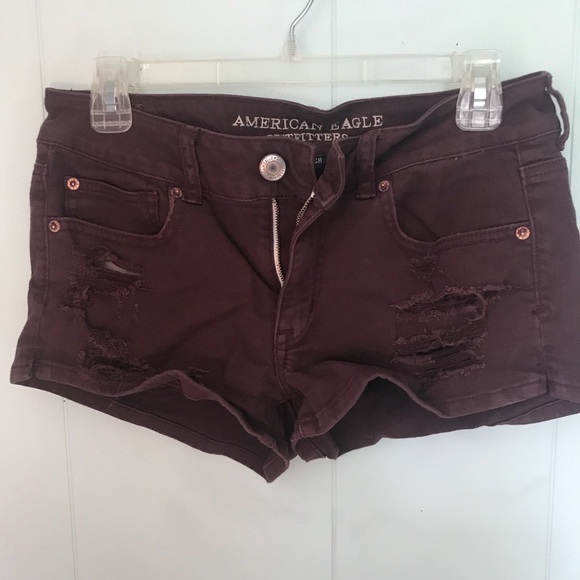 American Eagle Outfitters Pants - American Eagle Burgundy Distressed shorts SIZE 8 American Eagle Outfitters Pants - American Eagle Burgundy Distressed shorts SIZE 8